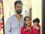 Charu Asopa and Rajeev Sen with daughter Ziana Sen. Charu Asopa and Rajeev Sen with daughter Ziana Sen.