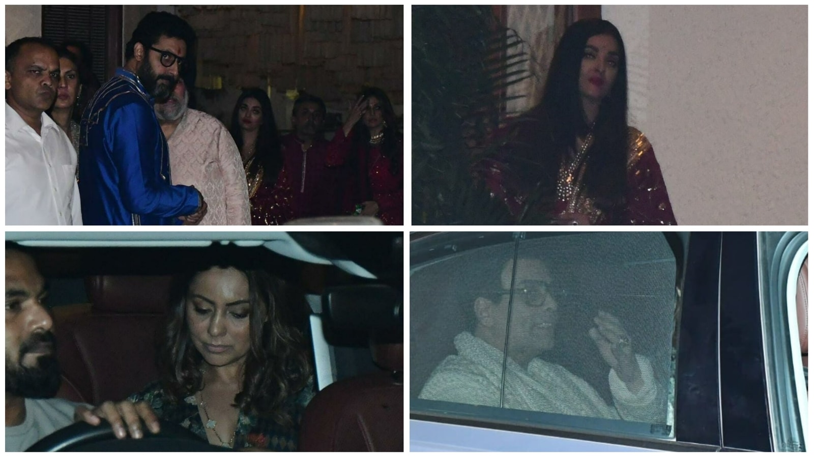 Aishwarya Rai, Abhishek Bachchan welcome guests at Amitabh's Diwali bash at home