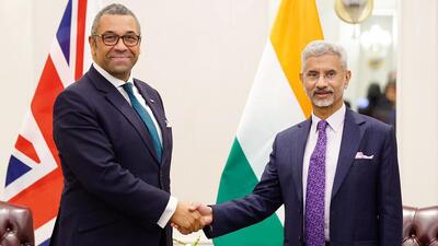 External affairs minister S Jaishankar with UK foreign secretary James Cleverly in New York in September. (Twitter/ S Jaishankar) External affairs minister S Jaishankar with UK foreign secretary James Cleverly in New York in September. (Twitter/ S Jaishankar)