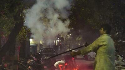 People burst firecrackers in Delhi on Diwali. (PTI) People burst firecrackers in Delhi on Diwali. (PTI)