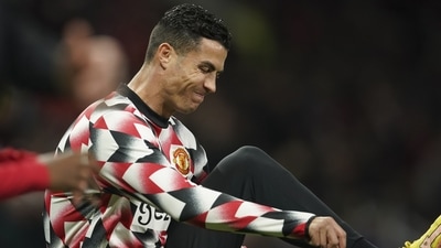 Manchester United's Cristiano Ronaldo warms up ahead of the English Premier League match (AP) Manchester United's Cristiano Ronaldo warms up ahead of the English Premier League match (AP)