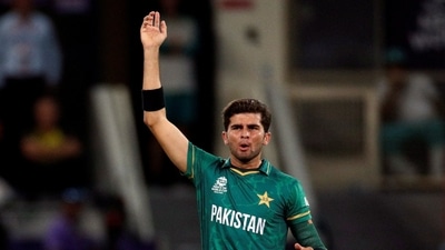 Pakistan's Shaheen Shah Afridi reacts during a World Cup match (REUTERS)
