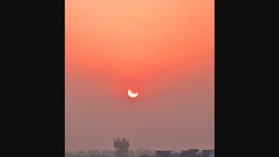 Solar eclipse 2022: The amazing picture of the partial solar eclipse was posted by a Twitter user. (Twitter/@pocketfulofn)