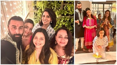 Neetu Kapoor shared a few pictures from her Diwali celebrations with Ranbir Kapoor and Alia Bhatt. Neetu Kapoor shared a few pictures from her Diwali celebrations with Ranbir Kapoor and Alia Bhatt.