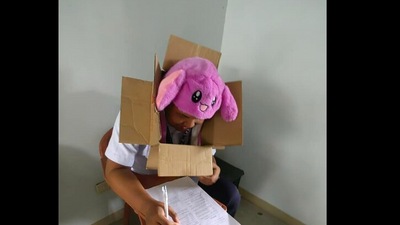 Anti cheating headgear. (Facebook/@Mandane-Ortiz R Mary Joy) Anti cheating headgear. (Facebook/@Mandane-Ortiz R Mary Joy)