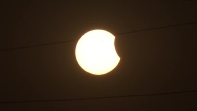 An image of partial solar eclipse as clicked from Karnataka capital Bengaluru. (ANI) 