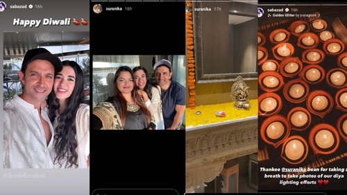 Saba Azad and Hrithik Roshan's Diwali was celebrated at Hrithik's home along with his family. Saba Azad and Hrithik Roshan's Diwali was celebrated at Hrithik's home along with his family.