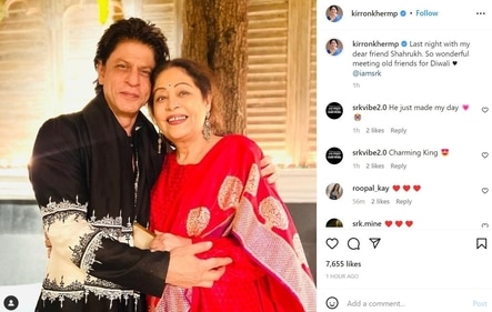 Kirron Kher shared a pic with Shah Rukh Khan. Kirron Kher shared a pic with Shah Rukh Khan.