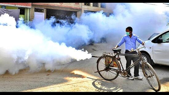 Fumigation conducted in Lajpat Nagar. (HT file)