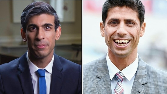 People are sharing Ashish Nehra's pictures to congratulate United Kingdom's new Prime Minister Rishi Sunak.(Twitter/@DebAnu2002)