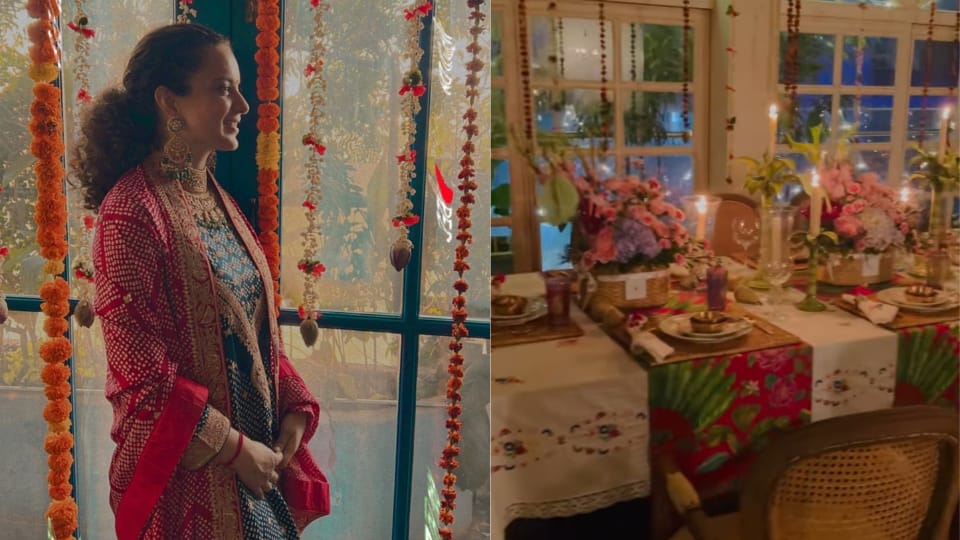 Kangana Ranaut shared a glimpse of her lavish Diwali dinner on Instagram. Kangana Ranaut shared a glimpse of her lavish Diwali dinner on Instagram.