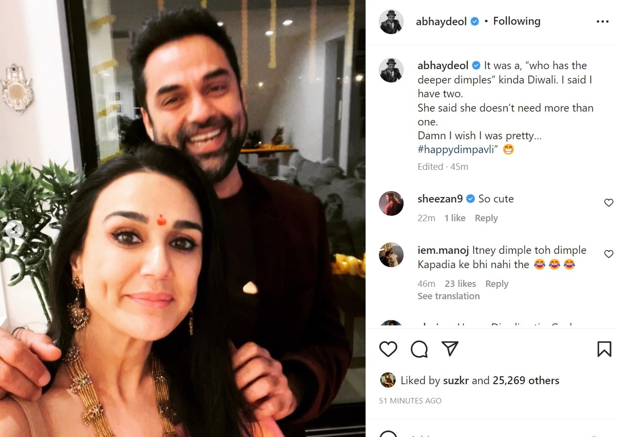 Preity Zinta Sex Videos - Preity Zinta, Abhay Deol celebrate 'dimpavali' together; compete over  dimples | Bollywood - Hindustan Times