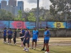 India's skipper Rohit Sharma with teammates India's skipper Rohit Sharma with teammates