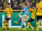 Dortmund's Mats Hummels blocking a ball shot by Manchester City's Erling Haaland during the Champions League Group G soccer match between Borussia Dortmund and Manchester City in Dortmund, Germany, Tuesday, Oct. 25, 2022. (AP Photo/Martin Meissner)(AP) Dortmund's Mats Hummels blocking a ball shot by Manchester City's Erling Haaland during the Champions League Group G soccer match between Borussia Dortmund and Manchester City in Dortmund, Germany, Tuesday, Oct. 25, 2022. (AP Photo/Martin Meissner)(AP)