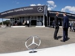 Russia-Ukraine War: The Mercedes-Benz logo is seen on a car in the town of Esipovo outside Moscow, Russia.