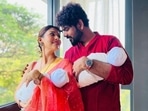 Nayanthara and Vignesh Shivan with their twins. Nayanthara and Vignesh Shivan with their twins.
