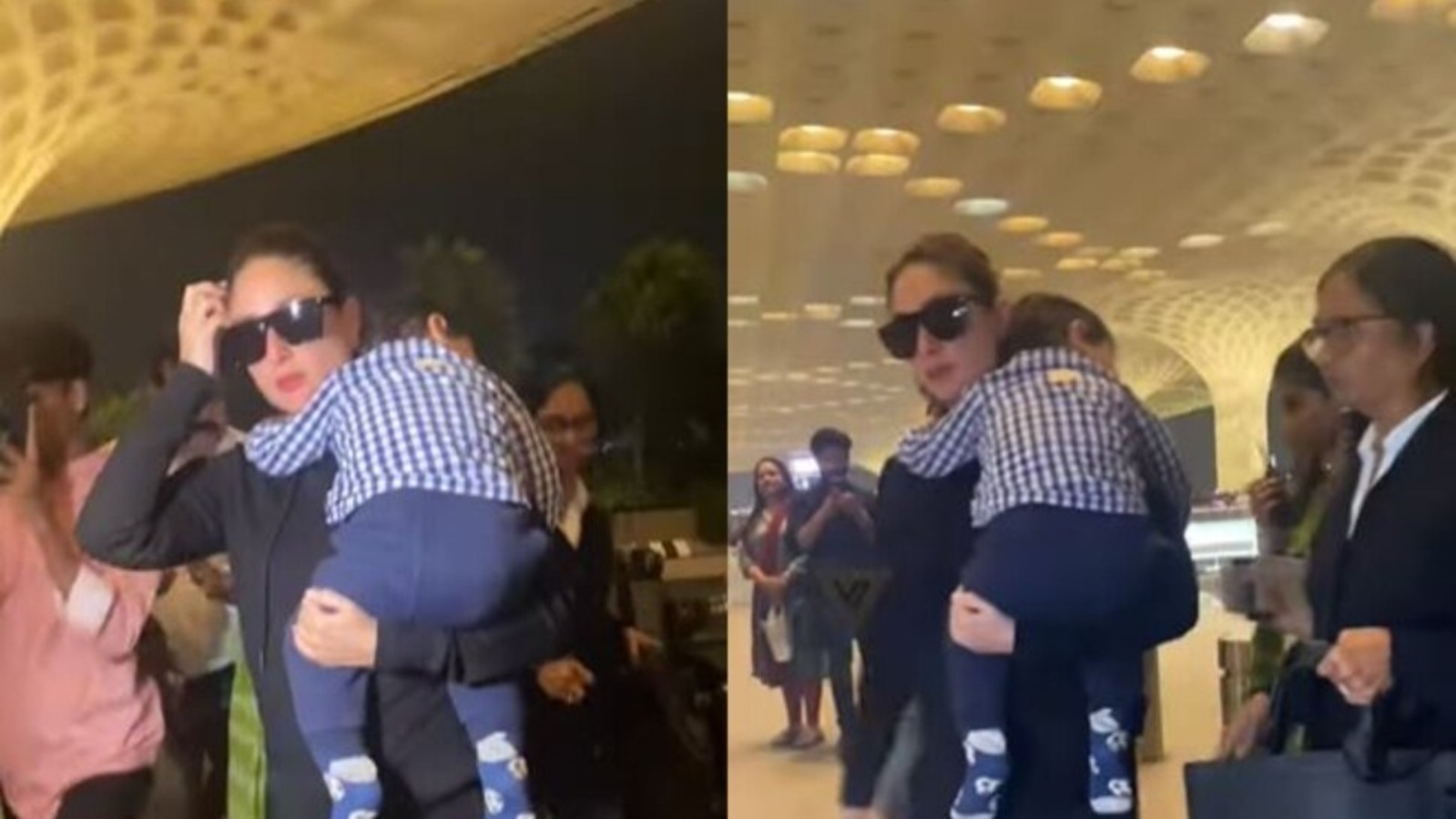 1599px x 900px - Kareena Kapoor carries son Jehangir Ali Khan in arms at Mumbai airport.  Watch | Bollywood - Hindustan Times