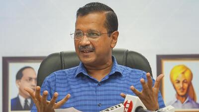 Delhi chief minister Arvind Kejriwal addresses a press conference in New Delhi on Wednesday. (PTI)