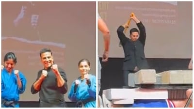 Akshay Kumar at the Akshay Kumar 14th International Kudo tournament in Gujarat.