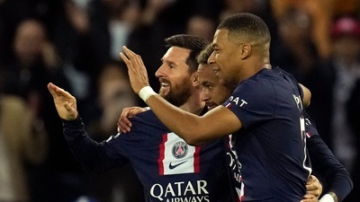 The irrepressible trio were simply too much for Maccabi to handle although the Israeli side showed plenty of spirit in the Group H clash (AP) The irrepressible trio were simply too much for Maccabi to handle although the Israeli side showed plenty of spirit in the Group H clash (AP)