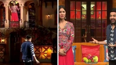 Katrina Kaif and Kapil Sharma on the sets of The Kapil Sharma Show. Katrina Kaif and Kapil Sharma on the sets of The Kapil Sharma Show.