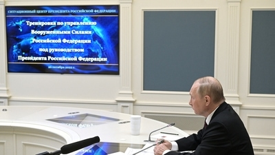 Russia-Ukraine War: Russian President Vladimir Putin observes exercises by Russia's strategic nuclear forces via a video link in Moscow, Russia. (Reuters)