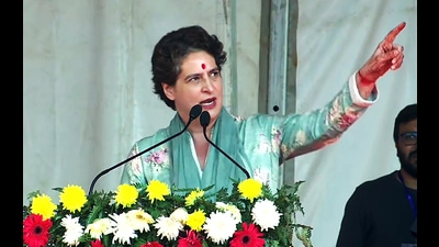 Congress general secretary Priyanka Gandhi addresses ‘Parivartan Pratigya Rally’, in Solan on October 14. (ANI)