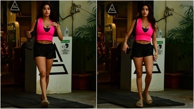 Janhvi Kapoor and the entire Kapoor family, along with their friends from the industry, marked Diwali in a grand manner. Janhvi's sisters, Sonam Kapoor and Rhea Kapoor, and Anand Ahuja hosted a star-studded bash in Mumbai, and the pictures and videos from the party went viral on social media. After enjoying the celebrations, Janhvi was seen at the gym today in the city. The paparazzi clicked the star stepping out of a studio after her exercise session, and her workout look scored full marks. (HT Photo/Varinder Chawla) Janhvi Kapoor and the entire Kapoor family, along with their friends from the industry, marked Diwali in a grand manner. Janhvi's sisters, Sonam Kapoor and Rhea Kapoor, and Anand Ahuja hosted a star-studded bash in Mumbai, and the pictures and videos from the party went viral on social media. After enjoying the celebrations, Janhvi was seen at the gym today in the city. The paparazzi clicked the star stepping out of a studio after her exercise session, and her workout look scored full marks. (HT Photo/Varinder Chawla)