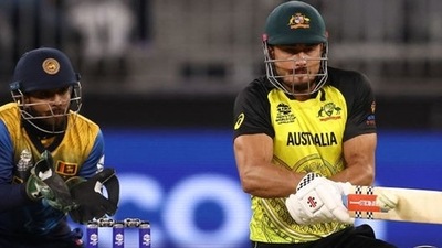 Marcus Stoinis shattered David Warner's record by notching up the fastest T20I half-century for Australia (Twitter @ICC) Marcus Stoinis shattered David Warner's record by notching up the fastest T20I half-century for Australia (Twitter @ICC)