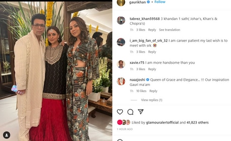 Gauri Khan poses with Karan Johar at Rani Mukerji's Diwali party. Gauri Khan poses with Karan Johar at Rani Mukerji's Diwali party.