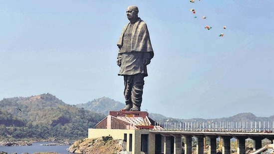 Ahmedabad, India - October 31, 2018: A view of the statue of the ‘Iron Man of India’ Sardar Vallabhbhai Patel, during its inauguration by Prime Minister Narendra Modi, five years after work began on the world’s tallest statue, in Narmada district of Gujarat, India on Wednesday, Oct. 31, 2018. (Photo by Siddharaj Solanki / HindustanTimes)