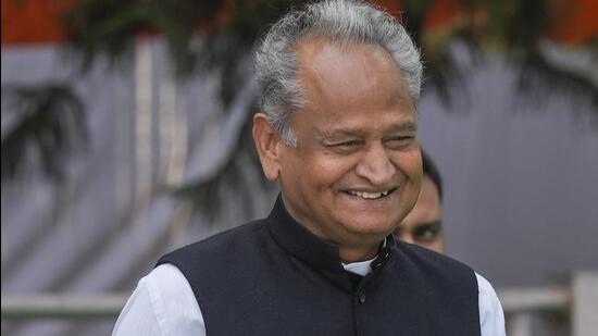 Rajasthan chief minister Ashok Gehlot at AICC headquarters in New Delhi on Wednesday. (PTI Photo) Rajasthan chief minister Ashok Gehlot at AICC headquarters in New Delhi on Wednesday. (PTI Photo)