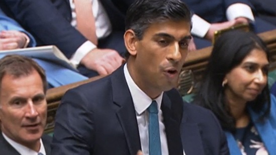 Video grab of UK PM Rishi Sunak addressing Parliament on Wednesday.(AFP)