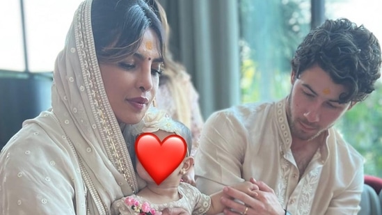 Priyanka Chopra, Nick Jonas and Malti Marie Chopra Jonas celebrate their first Diwali together.