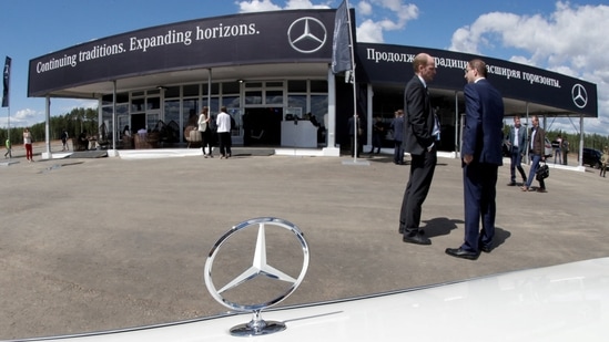 Russia-Ukraine War: The Mercedes-Benz logo is seen on a car in the town of Esipovo outside Moscow, Russia.(Reuters)