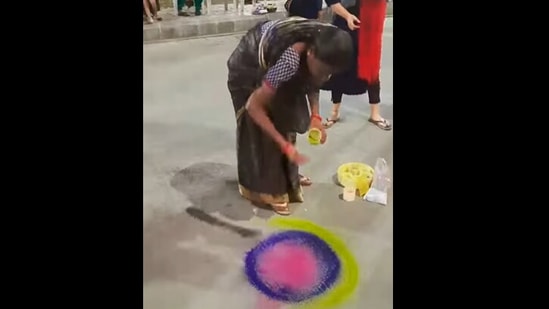 Watch: Rangoli decoration outside RSS office in Maharashtra ahead of Bhoomi  Pujan