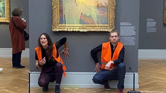 A Monet painting was the latest target of climate protesters in a series of controversial actions. (Last Generation/ABACA/picture alliance)