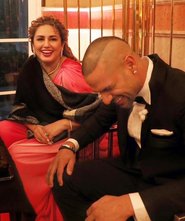 Huma Qureshi and Shikhar Dhawan sharing a candid moment in-between shooting. (Photo: Instagram/iamhumaq)