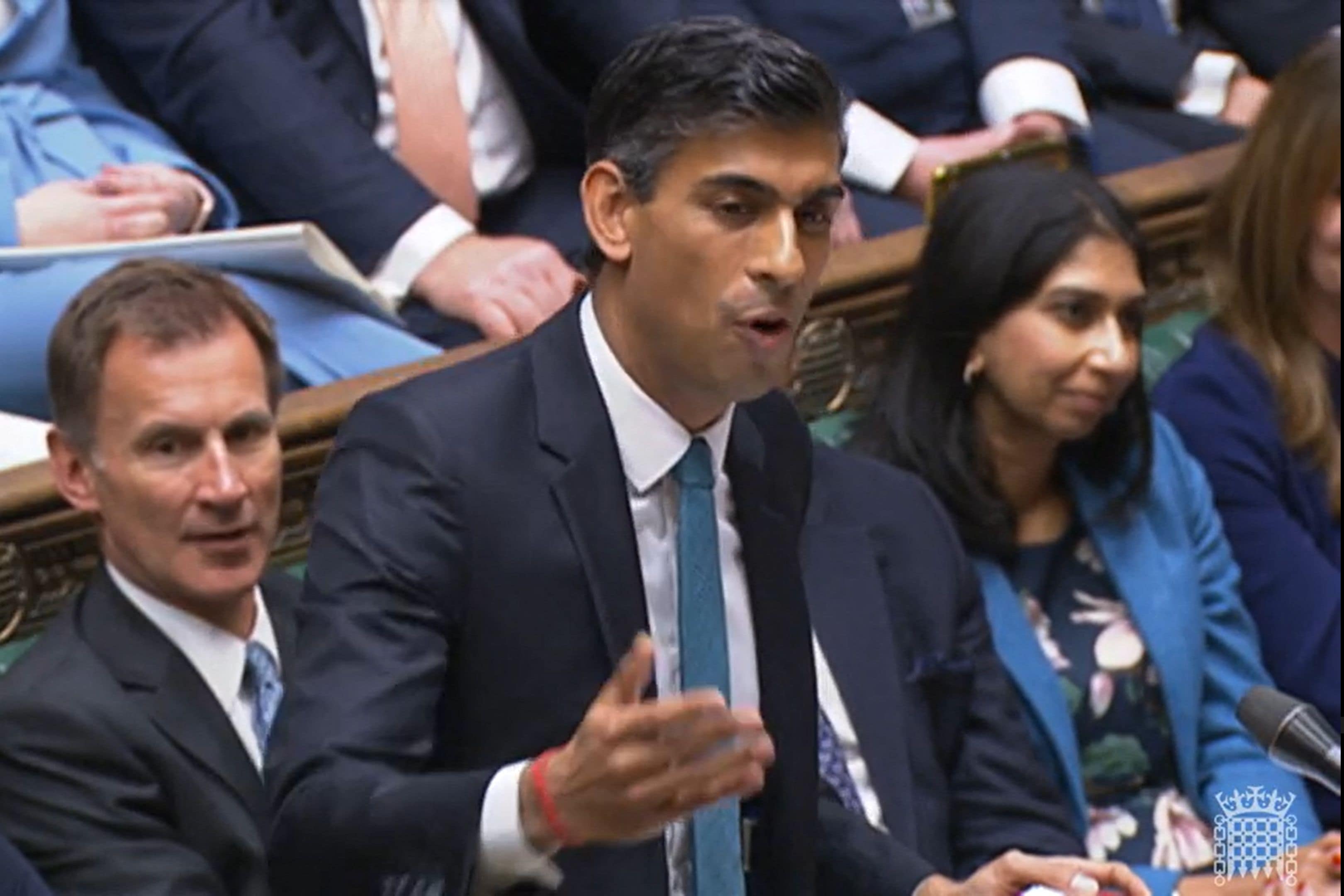 Video grab of UK PM Rishi Sunak addressing Parliament on Wednesday. (AFP)