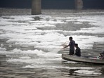 A thick layer of foam floats on the Yamuna river near Kalindi Kunj, in New Delhi, October 27 (Photo by Sanjeev Verma/ Hindustan Times) A thick layer of foam floats on the Yamuna river near Kalindi Kunj, in New Delhi, October 27 (Photo by Sanjeev Verma/ Hindustan Times)