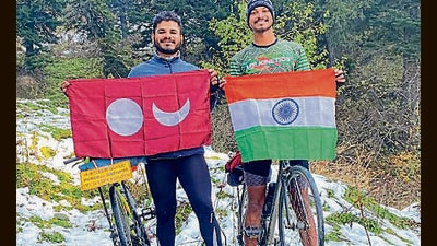 The cyclists, Jagadish Kulal, 24, and Shrinidi Shetty, 26, are mechanical engineers, who work as production executives in a multinational company. (HT File) The cyclists, Jagadish Kulal, 24, and Shrinidi Shetty, 26, are mechanical engineers, who work as production executives in a multinational company. (HT File)
