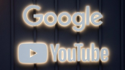 The logos of Google and YouTube are seen in Davos, Switzerland. (REUTERS)