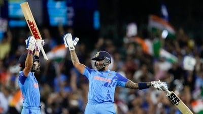 Virat Kohli, left, and teammate Suryakumar Yadav react at the end of their innings during the T20 World Cup match between India and the Netherlands in Sydney. (AP) Virat Kohli, left, and teammate Suryakumar Yadav react at the end of their innings during the T20 World Cup match between India and the Netherlands in Sydney. (AP)