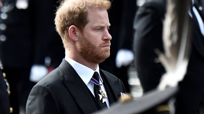 Prince Harry: Britain's Prince Harry follows the coffin of Queen Elizabeth II. (Reuters)