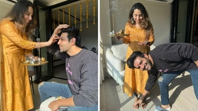 Kartik Aaryan with Kritika Tiwari on Bhai Dooj. Kartik Aaryan with Kritika Tiwari on Bhai Dooj.