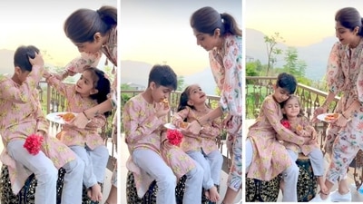 Here's how Shilpa Shetty's kids Samisha and Viaan celebrated Bhai Dooj. Here's how Shilpa Shetty's kids Samisha and Viaan celebrated Bhai Dooj.