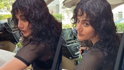 Taapsee Pannu urged the paparazzi not to block her car door. Taapsee Pannu urged the paparazzi not to block her car door.