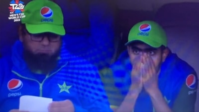 Babar Azam wore a dejected look (Screengrab) Babar Azam wore a dejected look (Screengrab)
