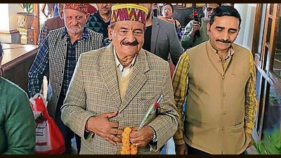 BJP national president Jagat Parkash Nadda, who was camping in his hometown Bilaspur to overseeing the election campaign made a sudden dash to the state capital, Shimla, to formulate a strategy to placate the rebels. BJP is facing rebellion in at least 18 assembly segments. (Deepak Sansta / HT)