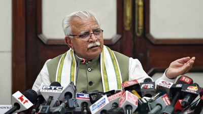 Haryana Chief Minister Manohar Lal Khattar addressing a press conference, at Haryana Bhawan, in New Delhi on Wednesday. (ANI) Haryana Chief Minister Manohar Lal Khattar addressing a press conference, at Haryana Bhawan, in New Delhi on Wednesday. (ANI)